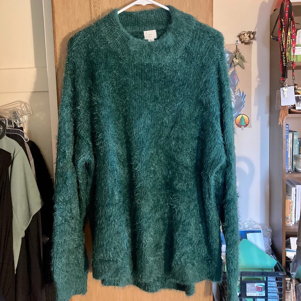 Mockneck Fuzzy Green Sweater from a new day